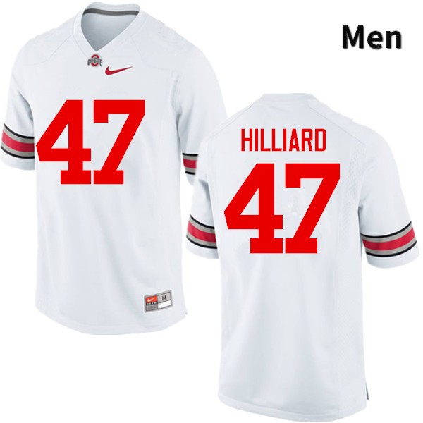 Men's Ohio State Buckeyes #47 Justin Hilliard White Game College Stitched Football Jersey 23FB048QY